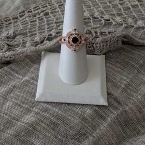 Elegant Rose Gold and Black Stone Ring